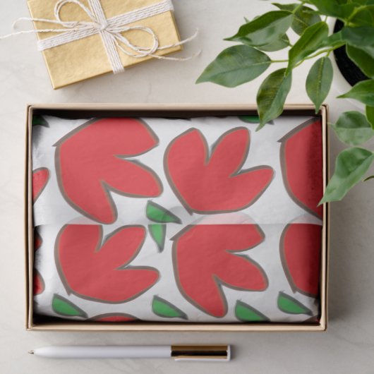 Rode Bloemen Bloempatroon Tissuepapier (Geschenk)
