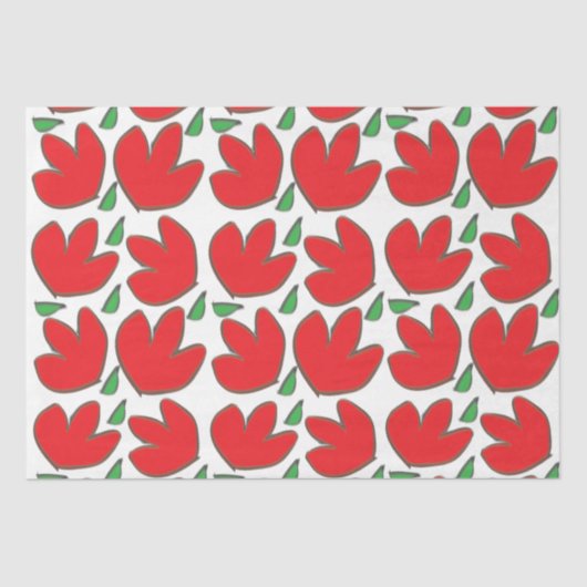 Rode Bloemen Bloempatroon Tissuepapier (Voorkant)