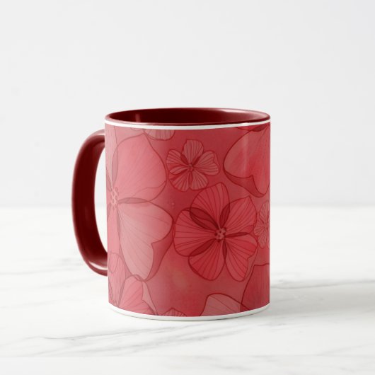 Rode Bloemen Bloemstuk Kunst Mok Kop (Voorkant links)