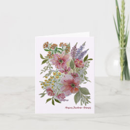 Rode Bloemen Boeket Note/Wenskaart Feestdagen Kaart