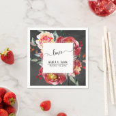 Rode Bloemen Boeket, Schoolbord, Liefde Typografie Servet (Insitu)