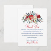 Rode Bloemen Boeket Sympathie Dank u kaart (Voorkant / Achterkant)