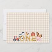 Rode Bloemen Boerderij Dieren Eerste Verjaardag Ui Kaart (Achterkant)