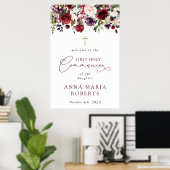 Rode Bloemen, Boho, Eerste Heilige Communie Welkom Poster (Thuiskantoor)