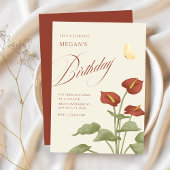  rode bloemen botanische verjaardag kaart