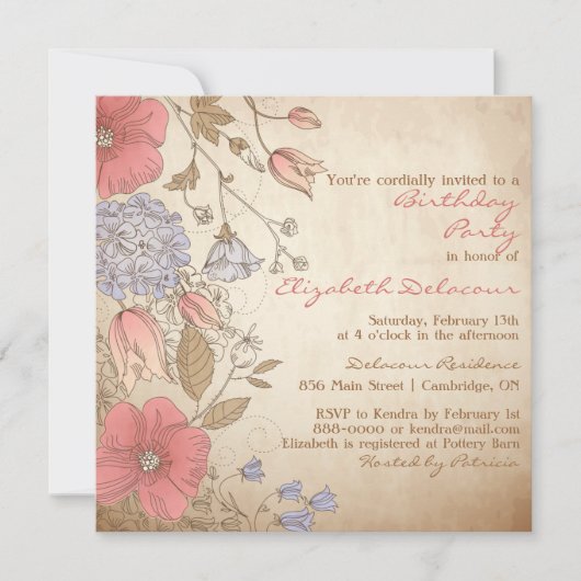  Rode Bloemen Bridal Shower Kaart (Voorkant)