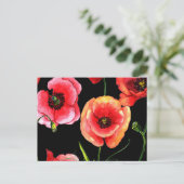  rode bloemen  briefkaart (Staand voorkant)