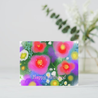 Rode bloemen briefkaart