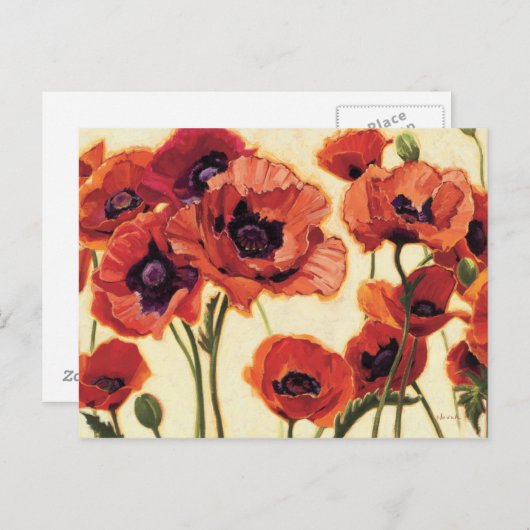 Rode bloemen briefkaart (Voorkant / Achterkant)