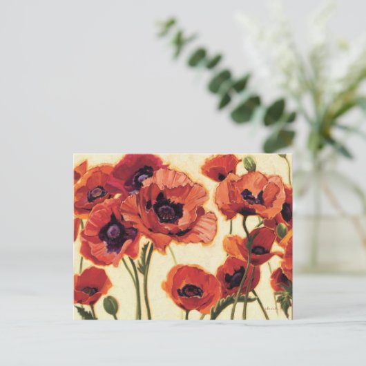Rode bloemen briefkaart (Staand voorkant)