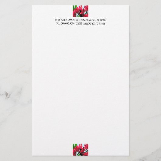 Rode bloemen briefpapier (Voorkant)