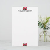 Rode bloemen briefpapier (Staand voorkant)