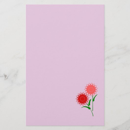 Rode bloemen briefpapier (Voorkant)