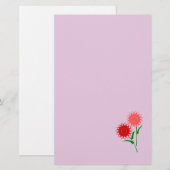 Rode bloemen briefpapier (Voorkant / Achterkant)