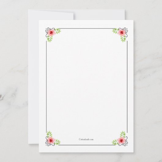 Rode Bloemen Bruids Douche Uitnodiging (Achterkant)