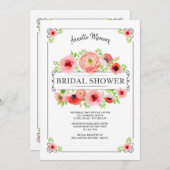 Rode Bloemen Bruids Douche Uitnodiging (Voorkant / Achterkant)