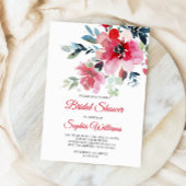 Rode Bloemen Bruids Douche Uitnodiging