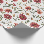 Rode Bloemen Bruiloft Cadeaupapier (Hoek)