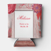 Rode bloemen bruiloft schoonheid blikjeskoeler (Voorkant)