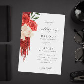 Rode Bloemen bruiloft uitnodiging V2