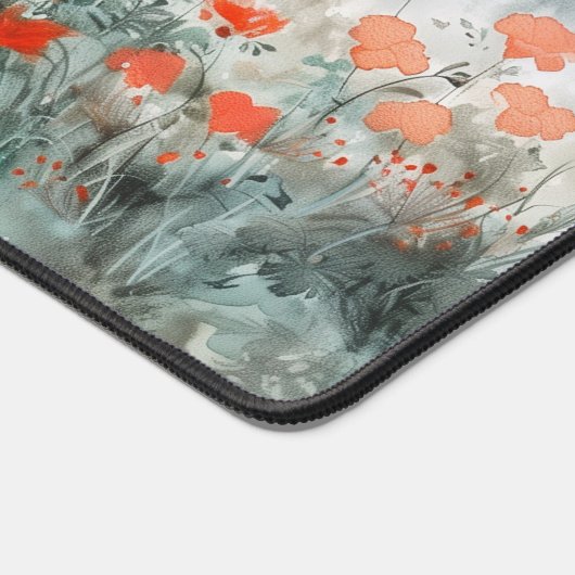 Rode bloemen bureaumat (Hoek)