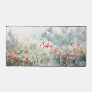 Rode bloemen bureaumat