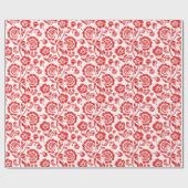 Rode Bloemen Cadeaupapier (Vlak)