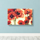 Rode bloemen canvas afdruk (Insitu (Houten vloer))