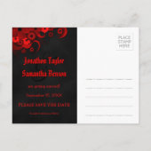 Rode Bloemen Chalkboard Gothic Save The Date Brief Aankondigingskaart (Achterkant)