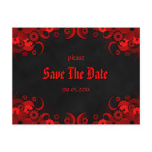 Rode Bloemen Chalkboard Gothic Save The Date Brief