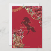 Rode Bloemen Charro Hoefijzers laarzen Quinceañera Kaart (Achterkant)