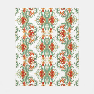 Rode Bloemen Chinese Stijl Sierlijk Fleece Deken