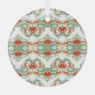Rode Bloemen Chinese Stijl Sierlijk Glas Ornament