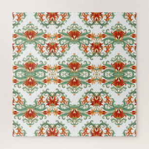 Rode Bloemen Chinese Stijl Sierlijk Legpuzzel