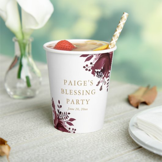 Rode Bloemen Christelijke Moeder en Baby Zegening Papieren Bekers (Insitu)