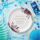 Rode Bloemen Christelijke Moeder en Baby Zegening Papieren Bordje (Feest)