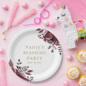 Rode Bloemen Christelijke Moeder en Baby Zegening Papieren Bordje (Feest)