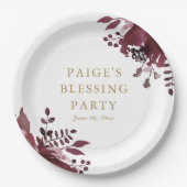 Rode Bloemen Christelijke Moeder en Baby Zegening Papieren Bordje (Voorkant)