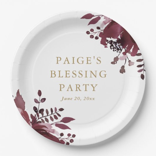 Rode Bloemen Christelijke Moeder en Baby Zegening Papieren Bordje (Voorkant)