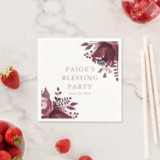 Rode Bloemen Christelijke Moeder en Baby Zegening Servet (Insitu)