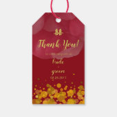 Rode Bloemen Confetti Chinees Bruiloft Dank u Cadeaulabel (Achterkant)