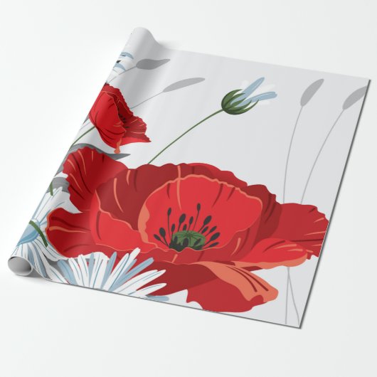 Rode bloemen die papier verzwakken (Uitgerold)