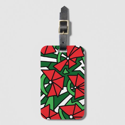 Rode bloemen Doodle Art Bagagelabel (Voorkant (verticaal))