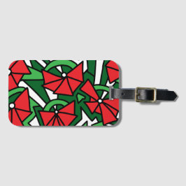 Rode bloemen Doodle Art Bagagelabel