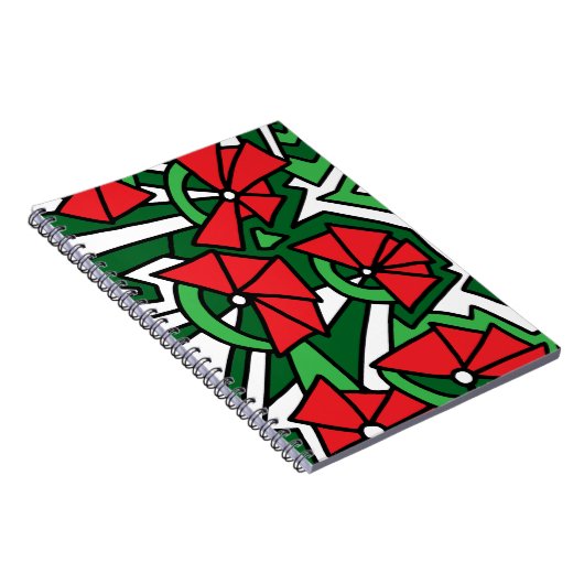 Rode bloemen Doodle Art Notitieboek (Rechterzijde)