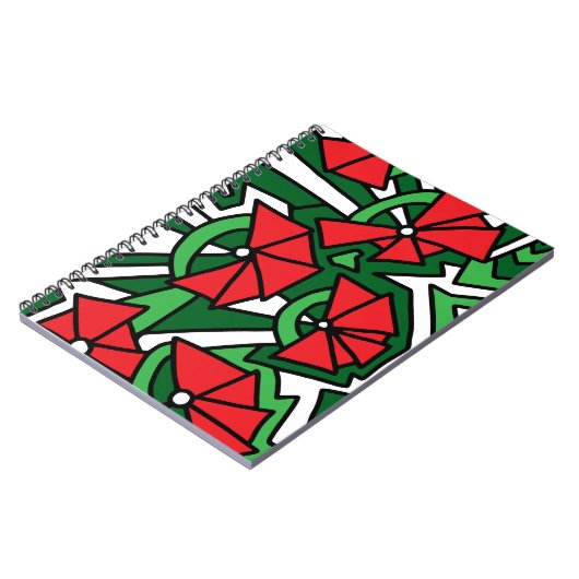 Rode bloemen Doodle Art Notitieboek (Linkerzijde)