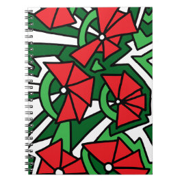 Rode bloemen Doodle Art Notitieboek