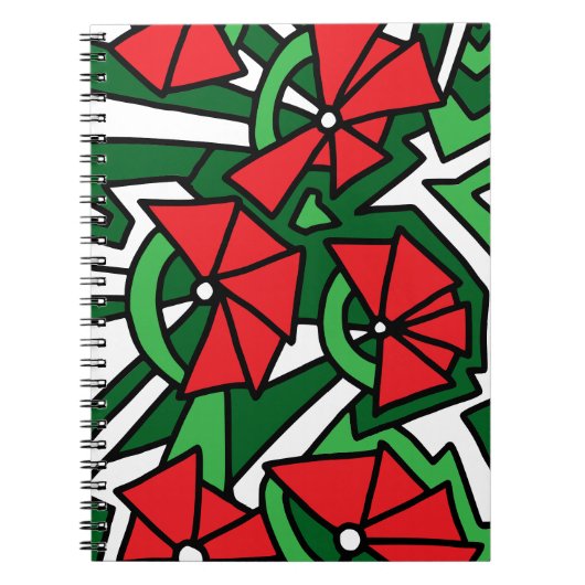 Rode bloemen Doodle Art Notitieboek (Voorkant)