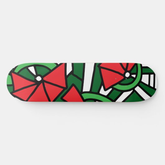 Rode bloemen Doodle Art Persoonlijk Skateboard (Horizontaal)