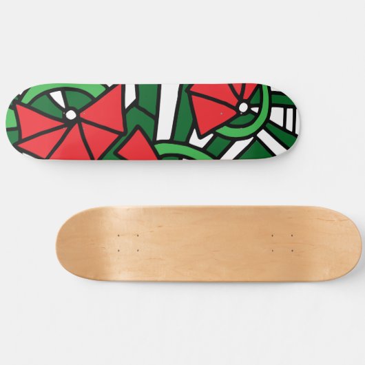 Rode bloemen Doodle Art Persoonlijk Skateboard (Horizontaal)